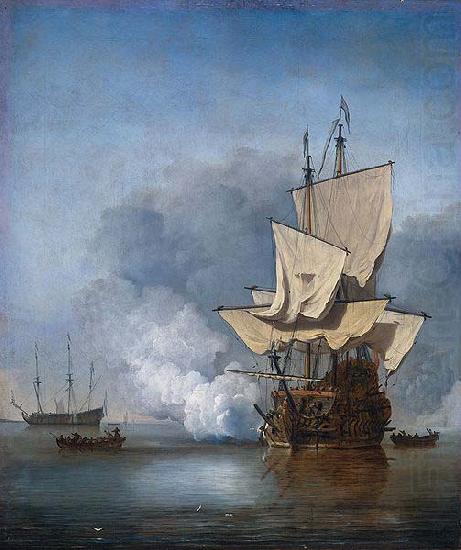 VELDE, Willem van de, the Younger The pendants The cannon shot and The gust in the collection of the Rijksmuseum Amsterdam china oil painting image